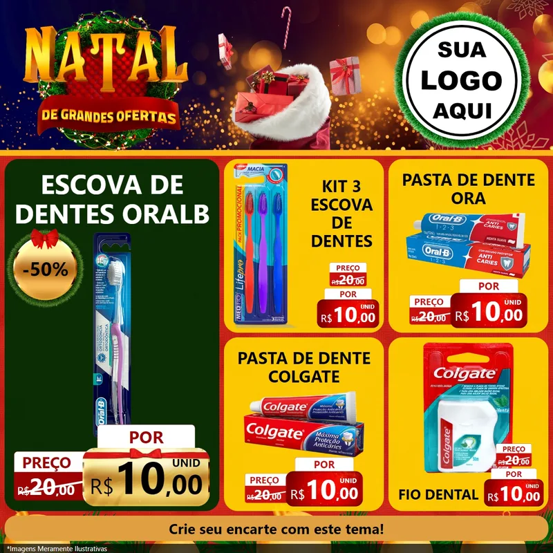 Modelo de Rede Social para Feed Facebook com o tema Natal de Grandes Ofertas para Higiene Pessoal