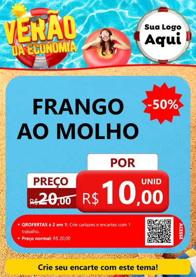 Modelo de Cartaz para Cartaz A4 Vertical com o tema Verão da Economia para Restaurante