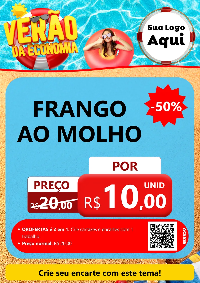 Modelo de Cartaz para Cartaz A4 Vertical com o tema Verão da Economia para Restaurante