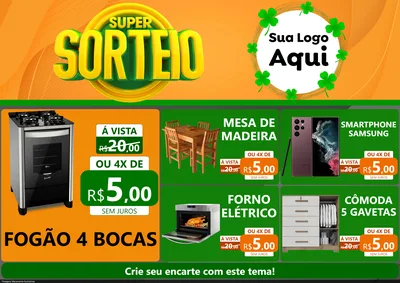 Modelo de Encarte para Encarte A4 Horizontal com o tema Super Sorteio para Móveis e Eletro