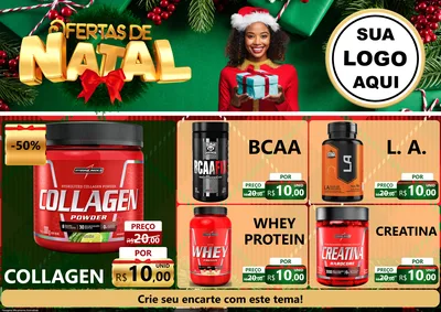 Modelo de Encarte para Encarte A4 Horizontal com o tema Ofertas de Natal para Suplementos alimentares