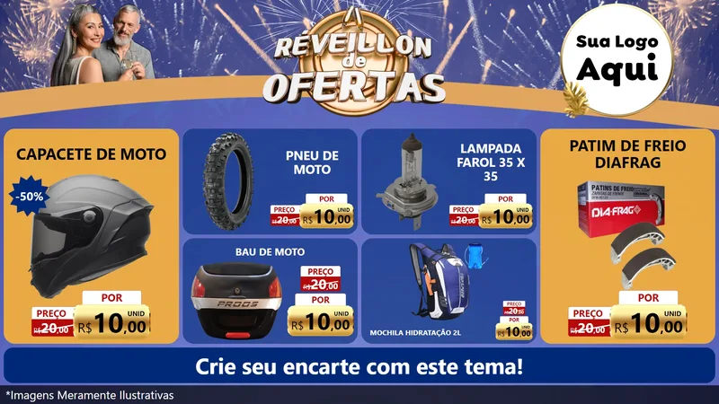 Modelo de TV para TV Horizontal com o tema Réveillon de Ofertas para Moto peças