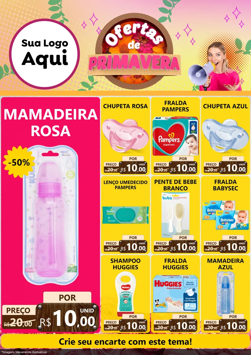 Modelo de Encarte para Encarte A4 Vertical com o tema Ofertas de Primavera para Bebês