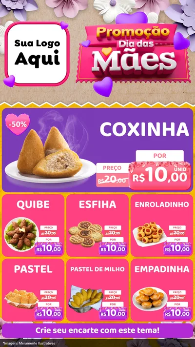 Modelo de Rede Social para Stories com o tema Promoção Dia das Mães para Salgadaria
