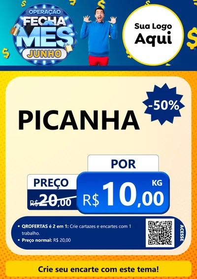 Modelo de Cartaz para Cartaz A4 Vertical com o tema Operação Fecha Mês, Junho para Açougue