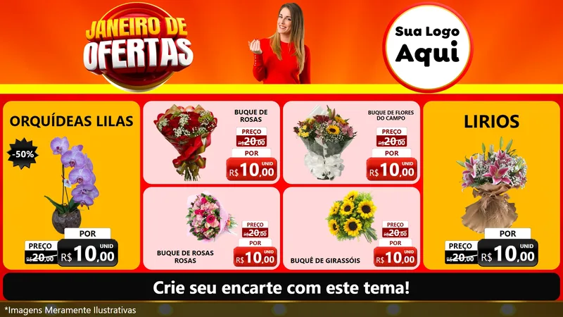 Modelo de TV para TV Horizontal com o tema Janeiro de Ofertas para Floricultura e jardim