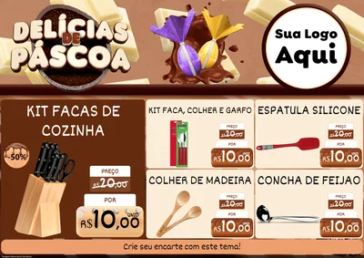 Modelo de Encarte para Encarte A4 Horizontal com o tema Delícias de Páscoa para Utilidades Domésticas
