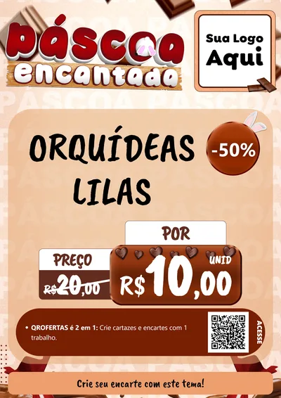 Modelo de Cartaz para Cartaz A4 Vertical com o tema Páscoa Encantada para Floricultura e jardim