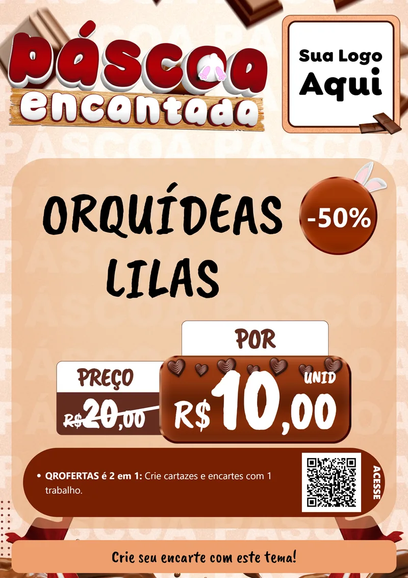 Modelo de Cartaz para Cartaz A4 Vertical com o tema Páscoa Encantada para Floricultura e jardim