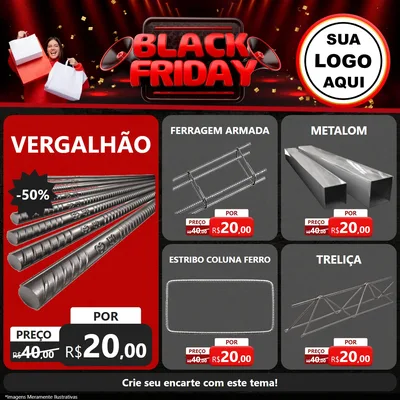 Modelo de Rede Social para Feed Facebook com o tema Black Friday para Ferragens