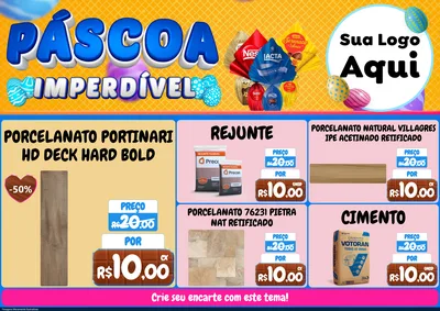 Modelo de Encarte para Encarte A4 Horizontal com o tema Páscoa Imperdível para Pisos e revestimentos