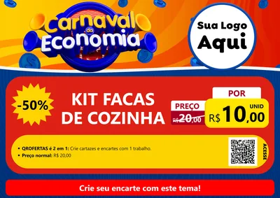 Modelo de Cartaz para Cartaz A4 Horizontal com o tema Carnaval da Economia para Utilidades Domésticas