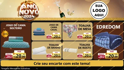 Modelo de TV para TV Horizontal com o tema Feliz Ano Novo 2027 para Cama, Mesa e Banho