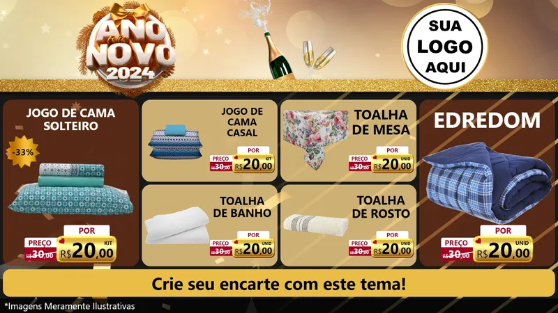 Modelo de TV para TV Horizontal com o tema Feliz Ano Novo 2027 para Cama, Mesa e Banho