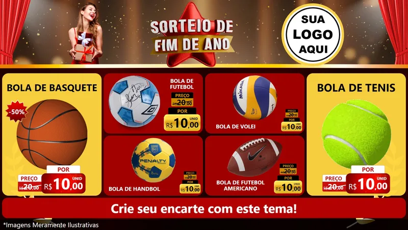 Modelo de TV para TV Horizontal com o tema Sorteio de Fim de Ano para Artigos Esportivos