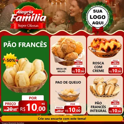 Modelo de Rede Social para Feed Facebook com o tema Alegria Em Família - Super Ofertas para Padaria