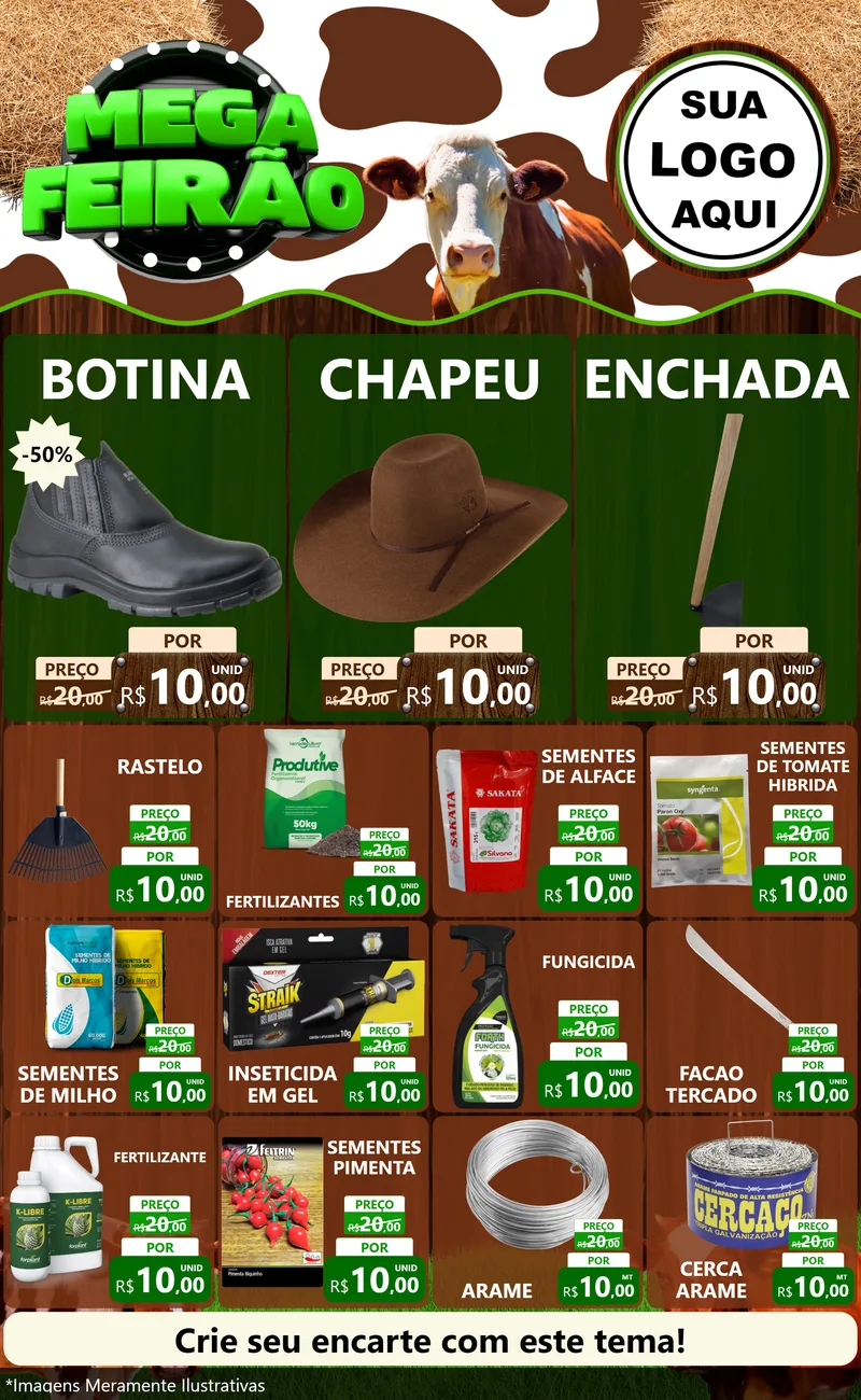 Modelo de Encarte para Encarte Grande com o tema Mega Feirão - Agro para Agropecuária