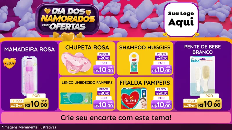Modelo de TV para TV Horizontal com o tema Dia Dos Namorados Com Ofertas para Bebês