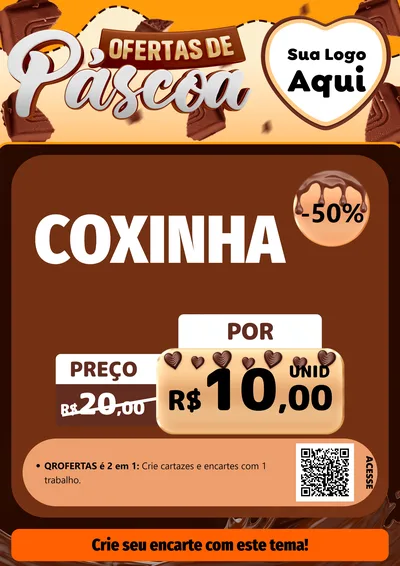 Modelo de Cartaz para Cartaz A4 Vertical com o tema Ofertas de Páscoa para Salgadaria