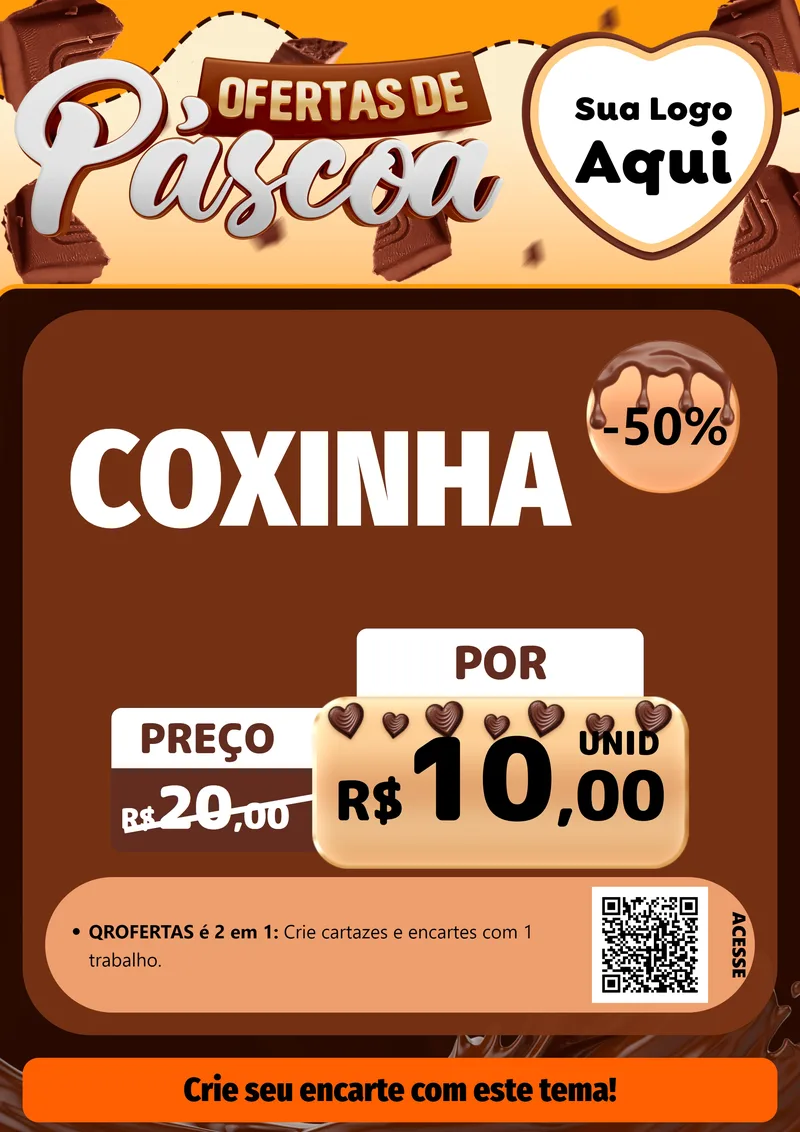 Modelo de Cartaz para Cartaz A4 Vertical com o tema Ofertas de Páscoa para Salgadaria