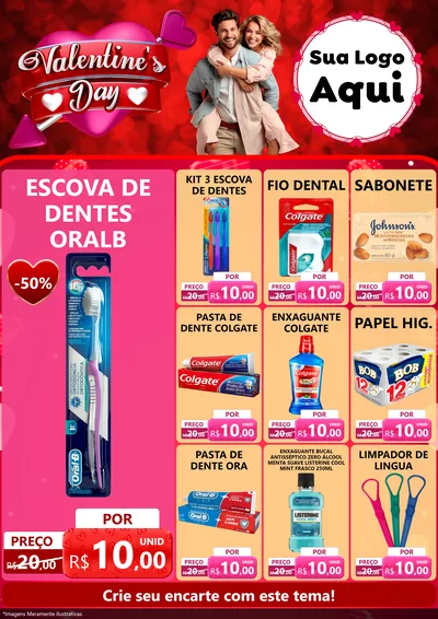 Modelo de Encarte para Encarte A4 Vertical com o tema Valentine's Day para Higiene Pessoal