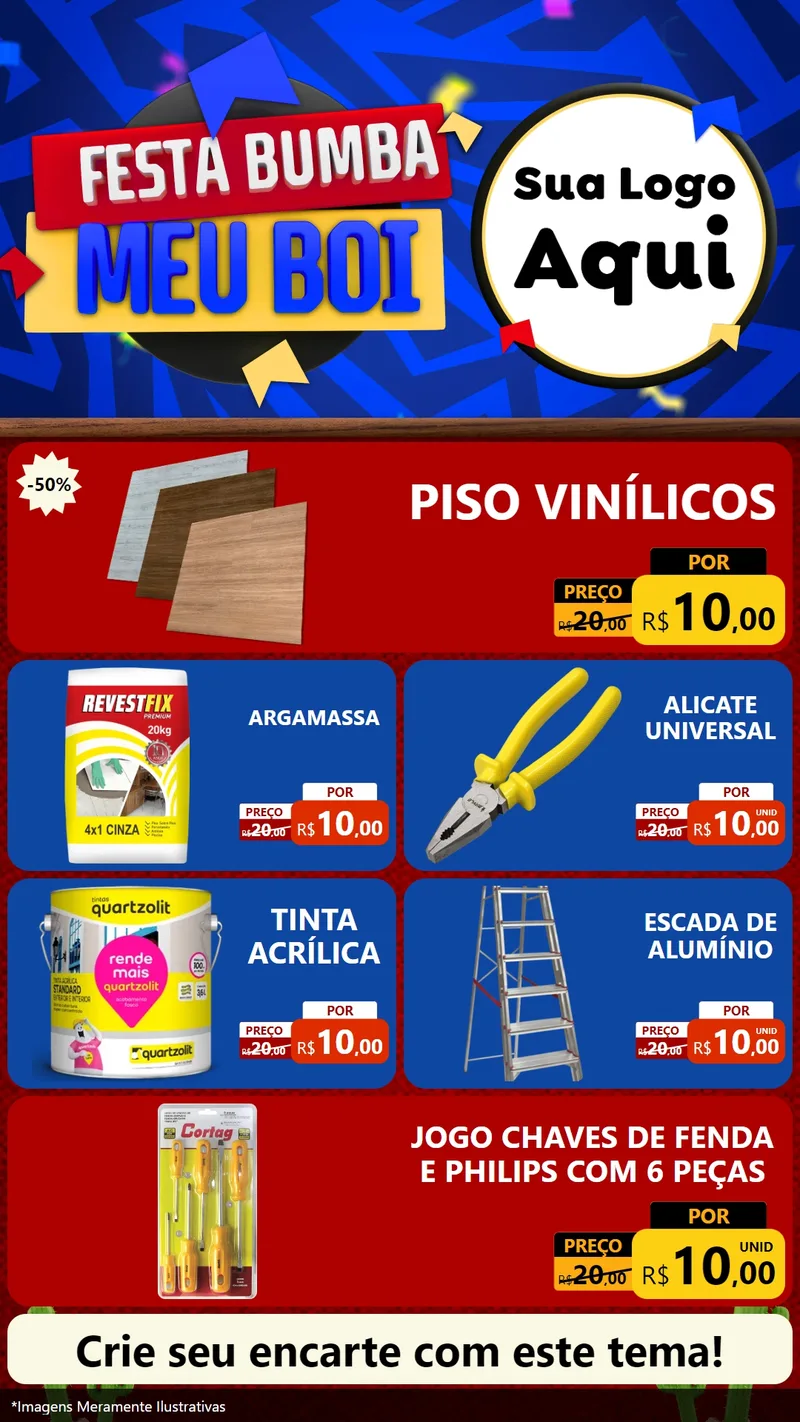 Modelo de TV para TV Vertical com o tema Festa Bumba meu Boi para Material para Construção