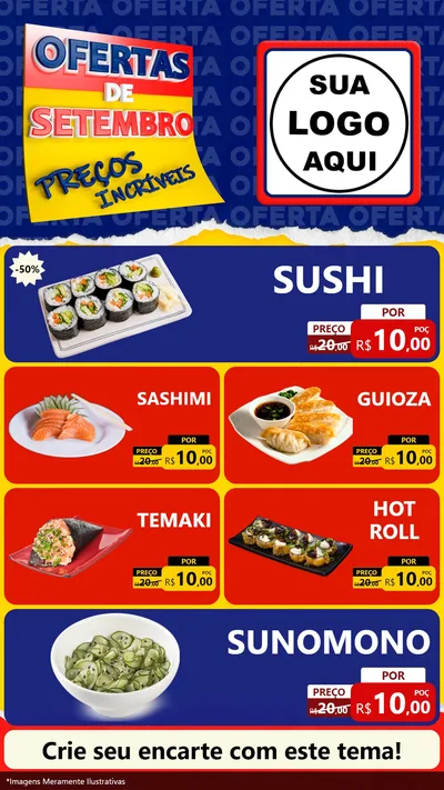 Modelo de TV para TV Vertical com o tema Ofertas de Setembro - Preços Incríveis para Comida japonesa