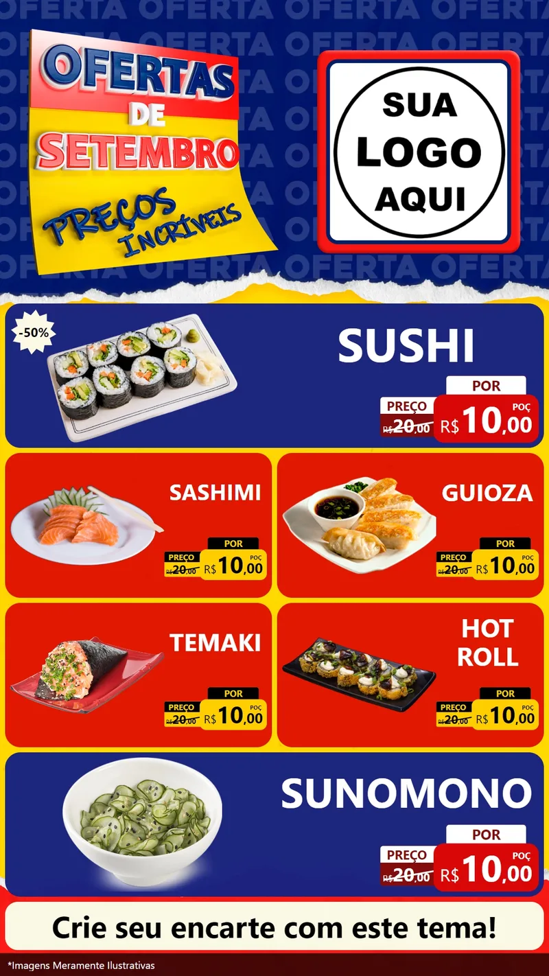 Modelo de TV para TV Vertical com o tema Ofertas de Setembro - Preços Incríveis para Comida japonesa