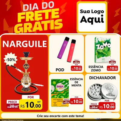 Modelo de Rede Social para Feed Facebook com o tema Dia do Frete Grátis para Tabacaria