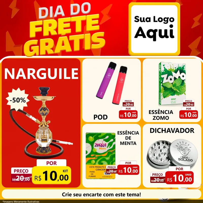 Modelo de Rede Social para Feed Facebook com o tema Dia do Frete Grátis para Tabacaria