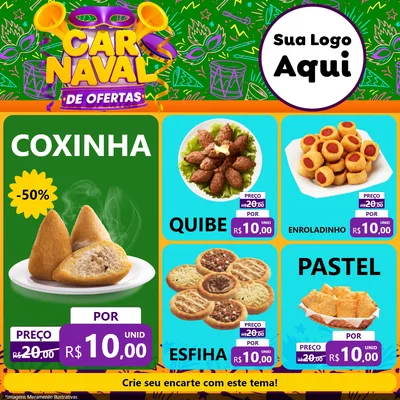 Modelo de Rede Social para Feed Facebook com o tema Carnaval de Ofertas para Salgadaria