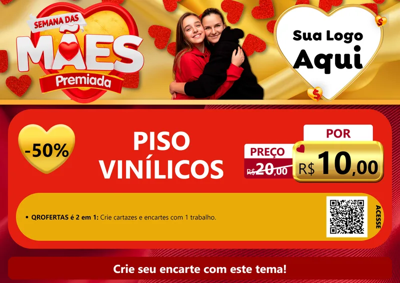 Modelo de Cartaz para Cartaz A4 Horizontal com o tema Semana das Mães Premiada para Material para Construção