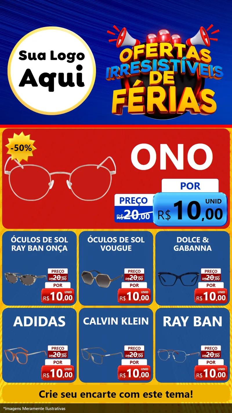 Modelo de Rede Social para Stories com o tema Ofertas Irresistíveis de Férias para Óticas
