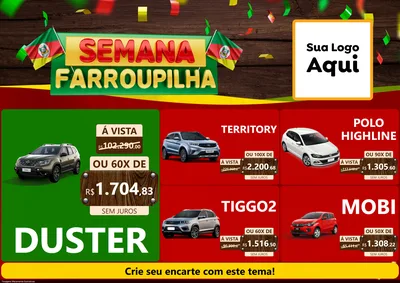 Modelo de Encarte para Encarte A4 Horizontal com o tema Semana Farroupilha para Concessionaria de Carros