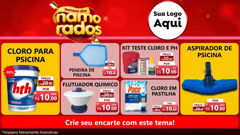 Modelo de TV para TV Horizontal com o tema Semana dos namorados para Produtos para Piscina