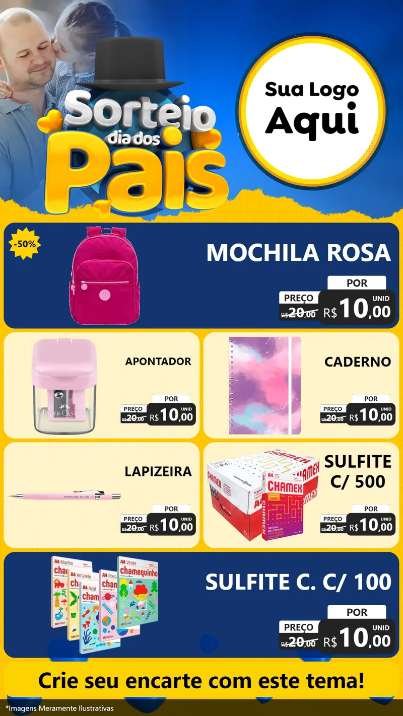 Modelo de TV para TV Vertical com o tema Sorteio Dia Dos Pais para Papelaria