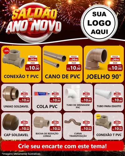 Modelo de Rede Social para Feed Instagram com o tema Saldão de Ano Novo para Tubos e conexões