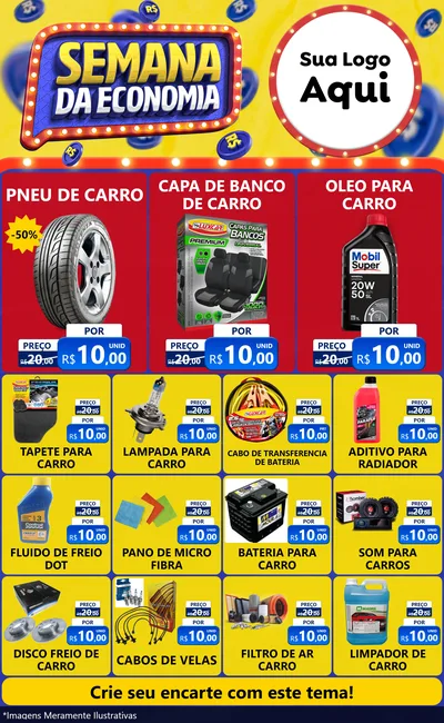 Modelo de Encarte para Encarte Grande com o tema Semana da Economia para Auto peças