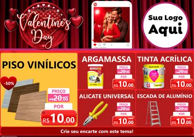 Modelo de Encarte para Encarte A4 Horizontal com o tema Valentine's Day para Material para Construção