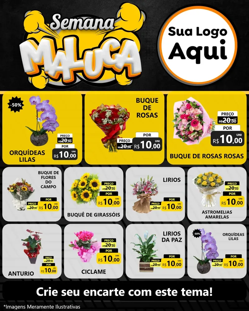 Modelo de Rede Social para Feed Instagram com o tema Semana Maluca para Floricultura e jardim