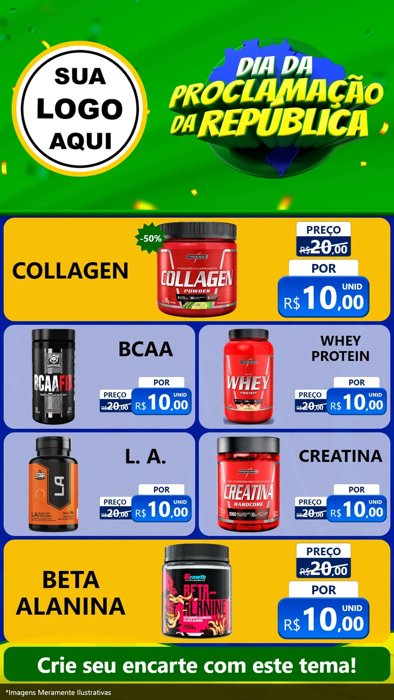 Modelo de TV para TV Vertical com o tema Dia Da Proclamação Da República para Suplementos alimentares