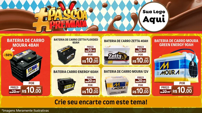 Modelo de TV para TV Horizontal com o tema Páscoa Premiada para Baterias Elétricas