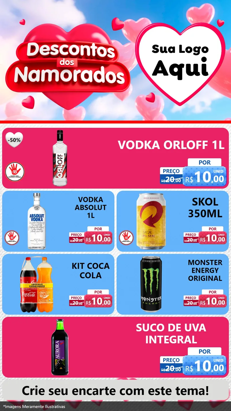 Modelo de TV para TV Vertical com o tema Descontos dos Namorados para Distribuidora de bebidas