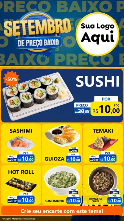 Modelo de Rede Social para Stories com o tema Setembro De Preço Baixo para Comida japonesa