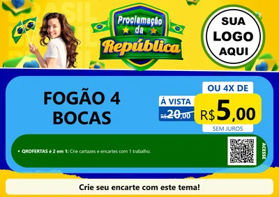 Modelo de Cartaz para Cartaz A4 Horizontal com o tema Proclamação da República para Móveis e Eletro