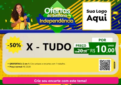 Modelo de Cartaz para Cartaz A4 Horizontal com o tema Ofertas da Semana da Independência para Hamburgueria