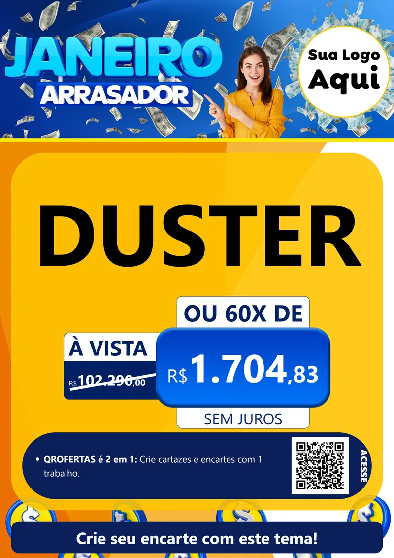 Modelo de Cartaz para Cartaz A4 Vertical com o tema Janeiro Arrasador para Concessionaria de Carros