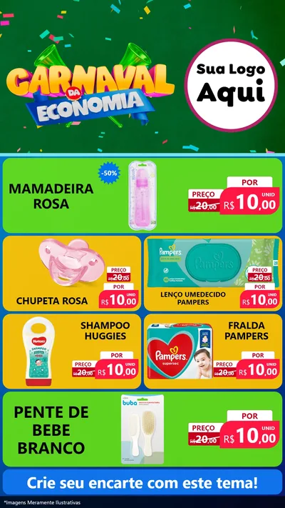 Modelo de TV para TV Vertical com o tema Carnaval da Economia para Bebês
