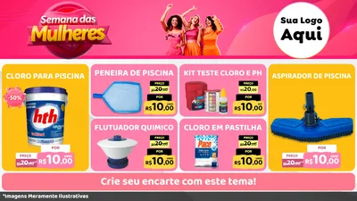 Modelo de TV para TV Horizontal com o tema Semana das Mulheres para Produtos para Piscina