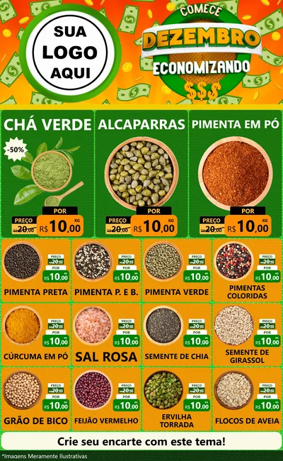 Modelo de Encarte para Encarte Grande com o tema Comece Dezembro Economizando para Produtos Naturais